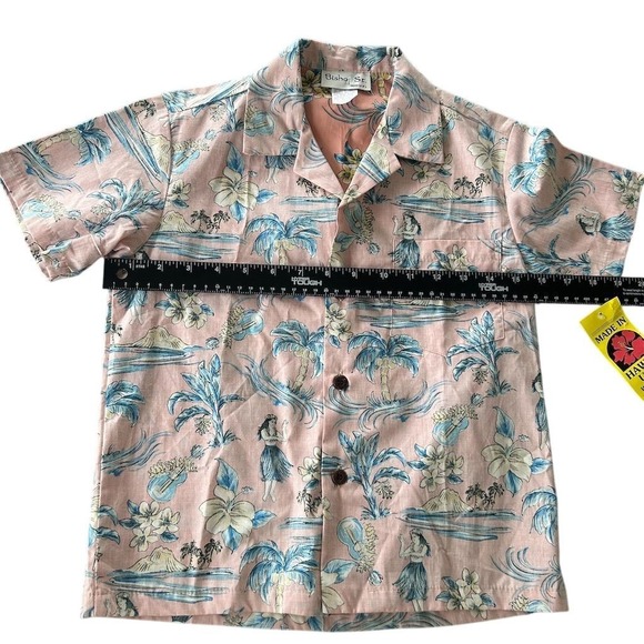 Bishop St Kids Hawaiian Aloha Shirt Size 8 Pink Floral Hula Dancers VTG NWT - Picture 6 of 8